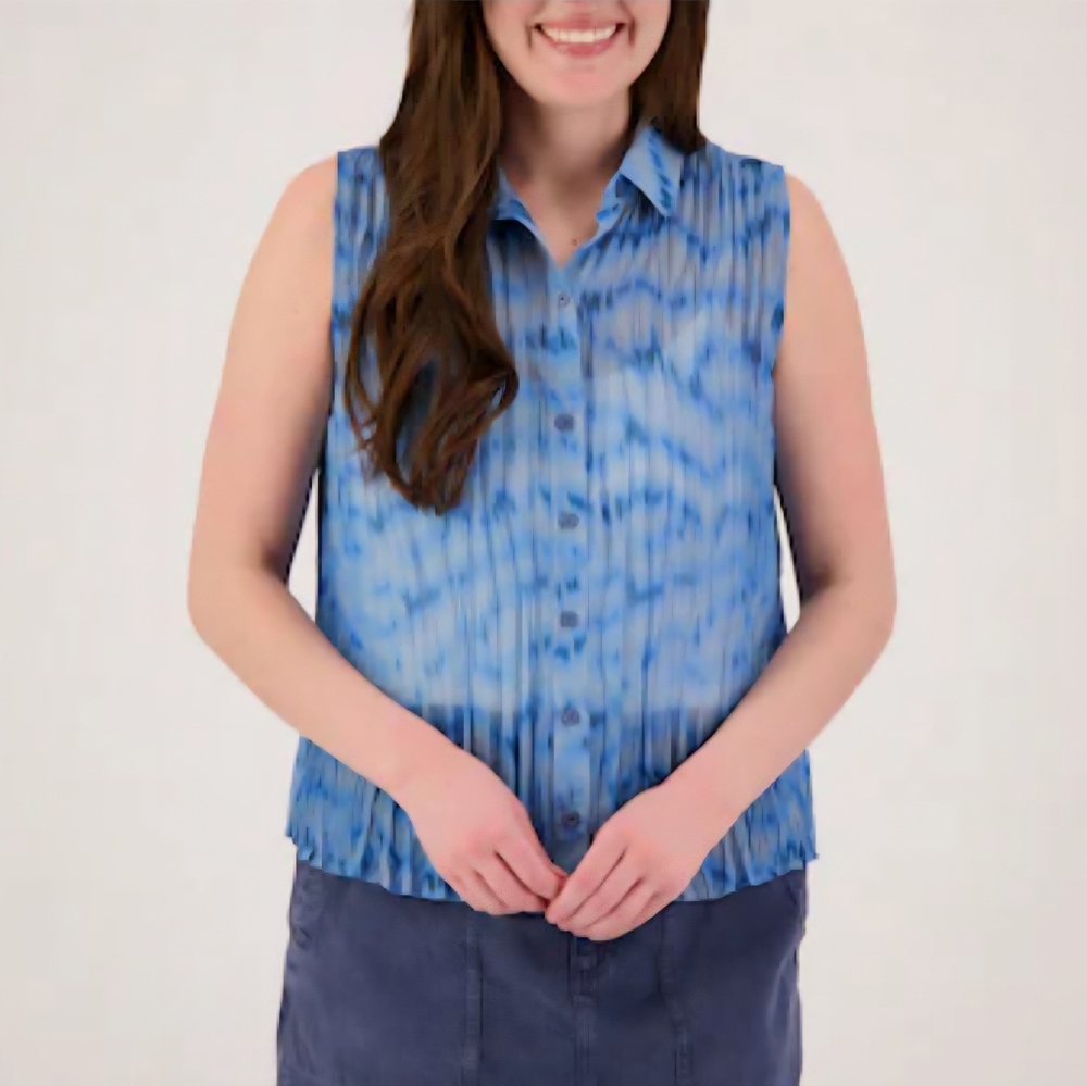 NWT Cloth & Stone Cobalt Stone Button-Up Sleeveless Shirt, Womens Small